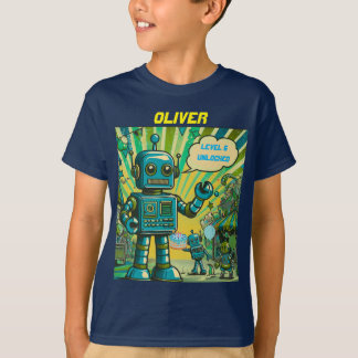 カスタマイズ可能な私は誕生日少年ロボット Tシャツ