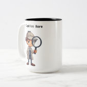 カスタマイズ可能な私立探偵のカートゥーン ミステリー ツートーンマグカップ (正面左)