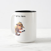 カスタマイズ可能な私立探偵の漫画の謎 ツートーンマグカップ (正面左)