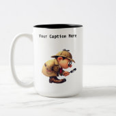 カスタマイズ可能な私立探偵の漫画の謎 ツートーンマグカップ (左)