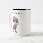 カスタマイズ可能な私立探偵の漫画の謎 ツートーンマグカップ (正面左)