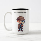 カスタマイズ可能な私立探偵の漫画の謎 ツートーンマグカップ (左)