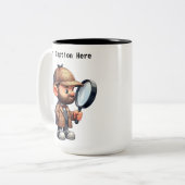 カスタマイズ可能な私立探偵の漫画の謎 ツートーンマグカップ (正面左)