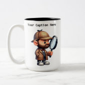 カスタマイズ可能な私立探偵の漫画の謎 ツートーンマグカップ (左)