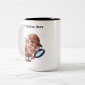 カスタマイズ可能な私立探偵の漫画の謎 ツートーンマグカップ (正面左)