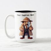 カスタマイズ可能な私立探偵の漫画の謎 ツートーンマグカップ (左)