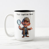 カスタマイズ可能な私立探偵の漫画の謎 ツートーンマグカップ (左)