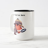 カスタマイズ可能な私立探偵の漫画の謎 ツートーンマグカップ (正面左)