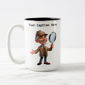 カスタマイズ可能な私立探偵の漫画の謎 ツートーンマグカップ (左)