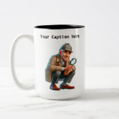 カスタマイズ可能な私立探偵の漫画の謎 ツートーンマグカップ (左)