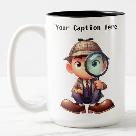 カスタマイズ可能な私立探偵の漫画の謎 ツートーンマグカップ