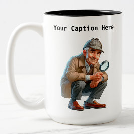 カスタマイズ可能な私立探偵の漫画の謎 ツートーンマグカップ