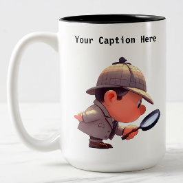 カスタマイズ可能な私立探偵の漫画の謎 ツートーンマグカップ