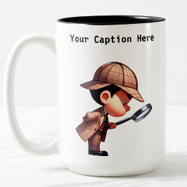 カスタマイズ可能な私立探偵の漫画の謎 ツートーンマグカップ