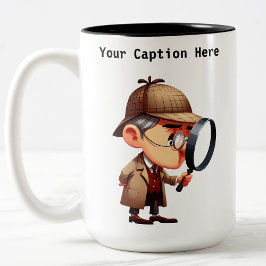 カスタマイズ可能な私立探偵の漫画の謎 ツートーンマグカップ