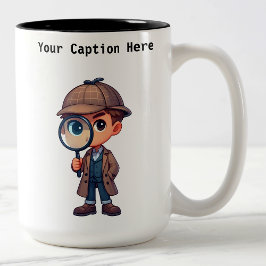 カスタマイズ可能な私立探偵の漫画の謎 ツートーンマグカップ