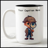 カスタマイズ可能な私立探偵の漫画の謎 ツートーンマグカップ