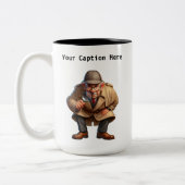 カスタマイズ可能な私立探偵の漫画の謎 ツートーンマグカップ (左)