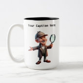 カスタマイズ可能な私立探偵の漫画の謎 ツートーンマグカップ (左)