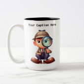 カスタマイズ可能な私立探偵の漫画の謎 ツートーンマグカップ (左)