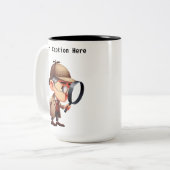 カスタマイズ可能な私立探偵の漫画の謎 ツートーンマグカップ (正面左)