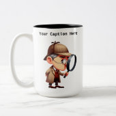 カスタマイズ可能な私立探偵の漫画の謎 ツートーンマグカップ (左)