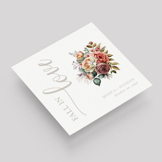 カスタマイズ可能な秋と恋の結婚 スタンダードカクテルナプキン