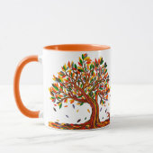 カスタマイズ可能な秋の木の暖かい色の秋アートワーク マグカップ (左)