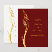 カスタマイズ可能な秋の結婚式返信カード 出欠カード (正面/裏面)