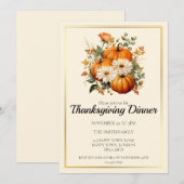 カスタマイズ可能な秋カボチャ感謝祭ディナー 招待状 (正面/裏面)