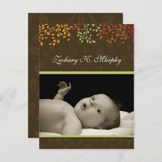 カスタマイズ可能な秋誕生発表テンプレート 案内ポストカード (正面/裏面)