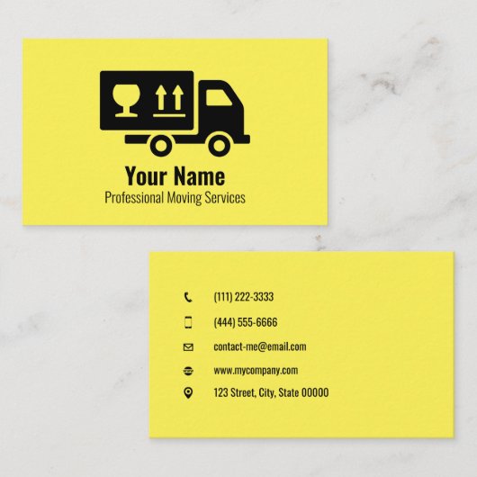 カスタマイズ可能な移動サービス黄色の名刺 名刺 (正面/裏面)