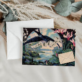 カスタマイズ可能な移動告知//ヴィンテージバード 案内ポストカード