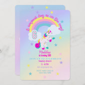 カスタマイズ可能な第6誕生日ユニコーン招待状 招待状 (正面/裏面)