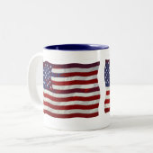 カスタマイズ可能な米国の旗のマグ ツートーンマグカップ (正面左)