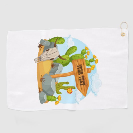 カスタマイズ可能な米国南西部の砂漠のシーン ゴルフタオル (横)