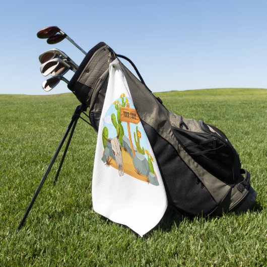 カスタマイズ可能な米国南西部の砂漠のシーン ゴルフタオル (グリーン)