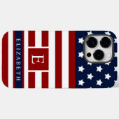 カスタマイズ可能な米国国旗の赤い青 Case-Mate iPhoneケース (裏面 (横))