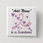 カスタマイズ可能な紀元前に生存者の正方形ボタン 缶バッジ (正面)