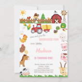 カスタマイズ可能な納屋周囲の庭誕生日招待状 招待状 (正面)