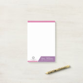 カスタマイズ可能な紫とピンクカラフルのカスタムロゴ ポストイット (デスク上)