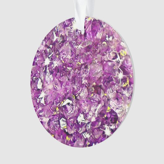 カスタマイズ可能な紫のジオード写真クリスマス オーナメント (正面)