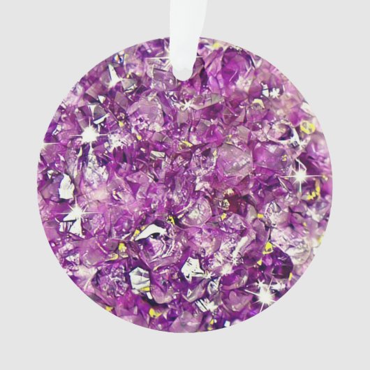カスタマイズ可能な紫のジオード写真クリスマス オーナメント (正面)