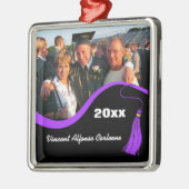 カスタマイズ可能な紫のタッセルの卒業オーナメント メタルオーナメント (左)