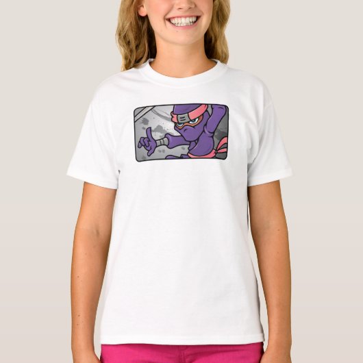 カスタマイズ可能な紫の忍者デザイン Tシャツ (正面)