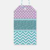 カスタマイズ可能な紫ティール(緑がかった色)フクロウありがとうラベル ギフトタグ (裏面)