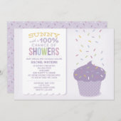 カスタマイズ可能な紫色のカップケーキスプリンクル招待状 招待状 (正面/裏面)