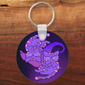 カスタマイズ可能な紫色のジェミニレトロネオンキテンス キーホルダー (正面)