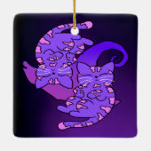 カスタマイズ可能な紫色のジェミニレトロネオンキテンス セラミックオーナメント (裏面)