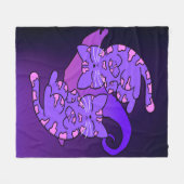 カスタマイズ可能な紫色のジェミニレトロネオンキテンス フリースブランケット (正面(横))